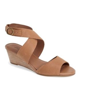 Lucky Brand Brown Leather Jemini Wedge Sandals - Size 10